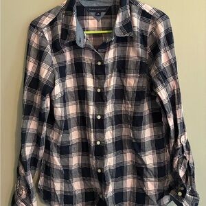 Tommy Hilfiger Black and White Plaid Shirt